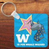 Funny Whale Wizard Alphabet Parodie Cartoon Sleutelhanger (Voorkant)