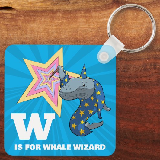 Funny Whale Wizard Alphabet Parodie Cartoon Sleutelhanger (Achterkant)