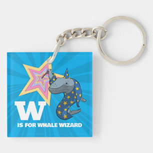 Funny Whale Wizard Alphabet Parodie Cartoon Sleutelhanger