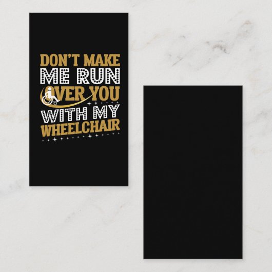Funny Wheelstoel Humor Sarcasm Handicap Visitekaartje (Voorkant / Achterkant)
