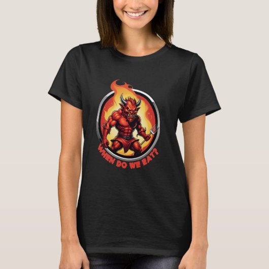 Funny When Do We Eat Devil T-shirt (Voorkant)