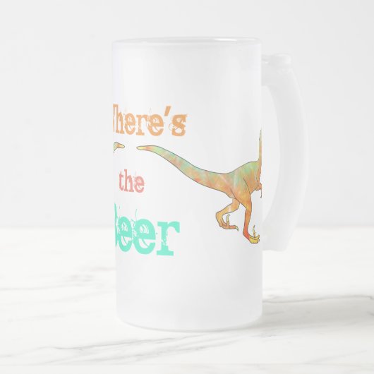 Funny Wherge de Beer Velociraptor Dinosaur Raptor Matglas Bierpul (Voorkant rechts)