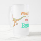 Funny Wherge de Beer Velociraptor Dinosaur Raptor Matglas Bierpul (Voorkant links)