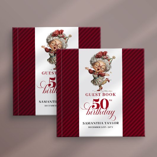 Funny whimsical 50th woman birthday guest book gastenboek