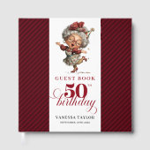 Funny whimsical 50th woman birthday guest book gastenboek (Voorkant)