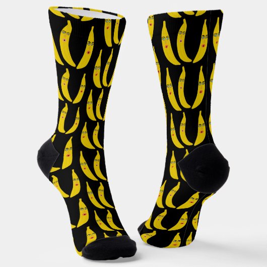 Funny Whimsical Bananas Pattern Fun Fruity Facing Sokken (Gebogen)