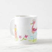 Funny Whimsical Birds Coffee Mok (Voorkant links)