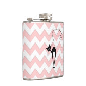 Funny whimsical black cat chevron bleek roze heupfles (Rechts)