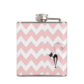 Funny whimsical black cat chevron bleek roze heupfles (Achterkant)