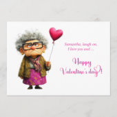 Funny Whimsical Bored Granny Valentine Card Feestdagenkaart (Voorkant)