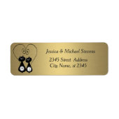 Funny whimsical cat love parogram etiket (Voorkant)