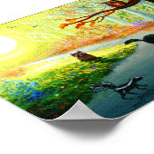 Funny Whimsical Cat Owl Skunk Raccoon Forest Poster (Hoek)