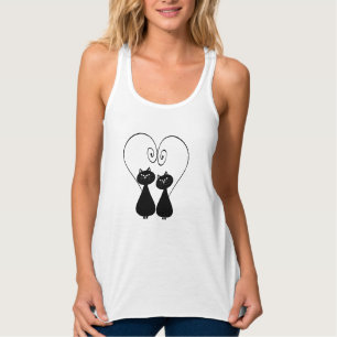 Funny whimsical cool trendy cat-koppel tanktop
