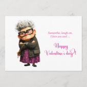 Funny Whimsical Grumpy Lady Valentine’s Day Card Feestdagenkaart (Voorkant)