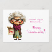 Funny Whimsical Lady Bringing Charm Valentine Feestdagenkaart (Voorkant)