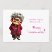 Funny Whimsical Lady Hot Pink Joy Valentine Feestdagenkaart (Voorkant)