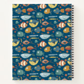 Funny Whimsical Ocean Zee Fish Blue op maat Notitieboek (Achterkant)