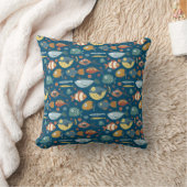 Funny Whimsical Ocean Zee Fish Blue Pattern Kussen (Deken)