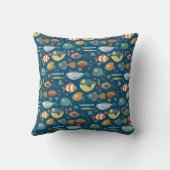 Funny Whimsical Ocean Zee Fish Blue Pattern Kussen (Achterkant)