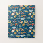 Funny Whimsical Ocean Zee Fish Blue Pattern Legpuzzel<br><div class="desc">Funny Whimsical Ocean Zee Fish Blue Pattern Puzzle</div>