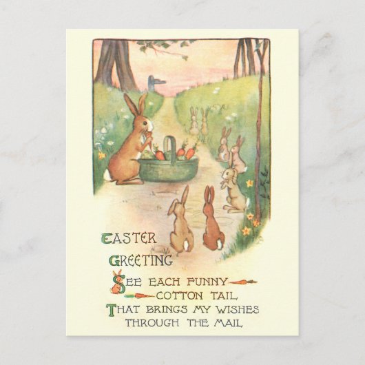 Funny Whimsical  paasbunnies en Rhyme Briefkaart (Voorkant)