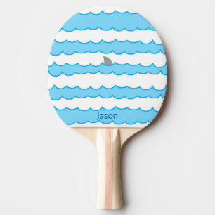 Funny Whimsical Personalized Shark Fin on Water Tafeltennisbatje