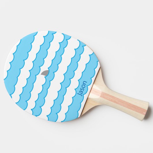 Funny Whimsical Personalized Shark Fin on Water Tafeltennisbatje (Zijkant)