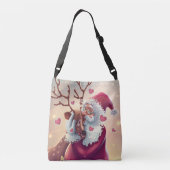 Funny Whimsical Santa and Reindeer Festive Holiday Crossbody Tas (Achterkant)