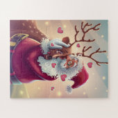 Funny Whimsical Santa and Reindeer Festive Holiday Legpuzzel (Horizontaal)