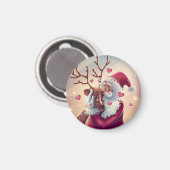 Funny Whimsical Santa and Reindeer Festive Holiday Magneet (Voorkant / Achterkant)