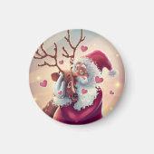 Funny Whimsical Santa and Reindeer Festive Holiday Magneet (Voorkant)