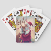 Funny Whimsical Santa and Reindeer Festive Holiday Pokerkaarten (Achterkant)