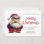 Funny whimsical Santa digital holiday greeting Feestdagenkaart (Voorkant)