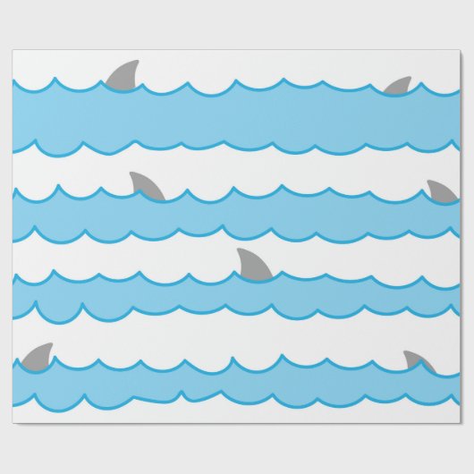 Funny Whimsical Shark Fins op Waves Cadeaupapier (Vlak)