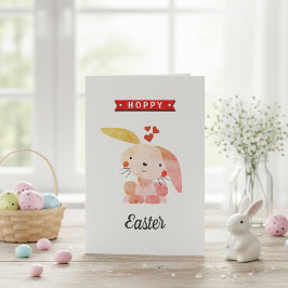 Funny Whimsy Bunny Happy Easter Kaart