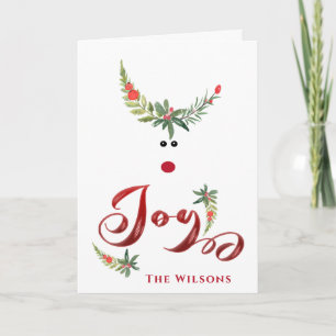 Funny whimsy holly reinder Geniet van niet-fotovak Feestdagen Kaart