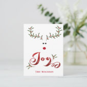 Funny whimsy holly reinder Geniet van niet-fotovak Feestdagenkaart (Staand voorkant)