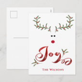 Funny whimsy holly reinder Geniet van niet-fotovak Feestdagenkaart (Voorkant / Achterkant)