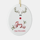 Funny whimsy holly reinder Geniet van niet-fotovak Keramisch Ornament (Rechts)