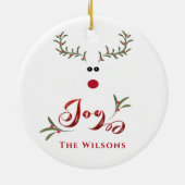 Funny whimsy holly reinder Geniet van niet-fotovak Keramisch Ornament (Achterkant)