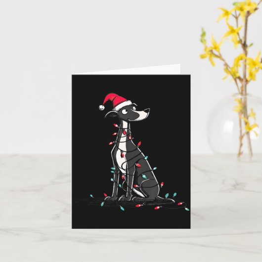 Funny Whippet Christmas Graphics Dog Lights Lover  Kaart (Gele Bloem)