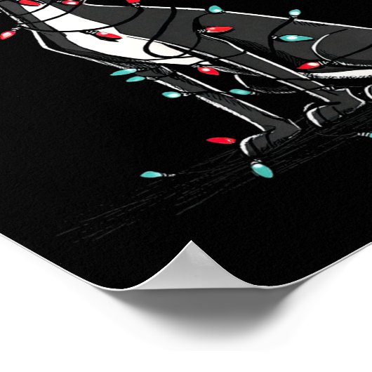 Funny Whippet Christmas Graphics Dog Lights Lover  Poster (Hoek)