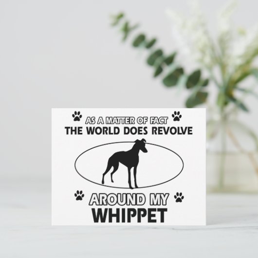Funny whippet design briefkaart (Staand voorkant)