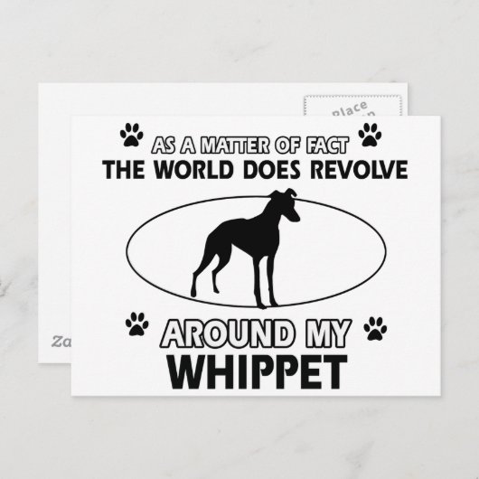 Funny whippet design briefkaart (Voorkant / Achterkant)