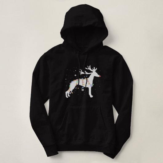 Funny Whippet Dog Tree kerstlampjes Pajam Hoodie (Design voorkant)