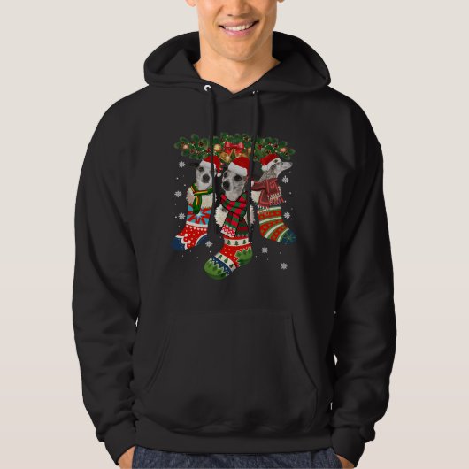 Funny Whippet in Sock Xmas Reindeer Santa Dog Gift Hoodie (Voorkant)