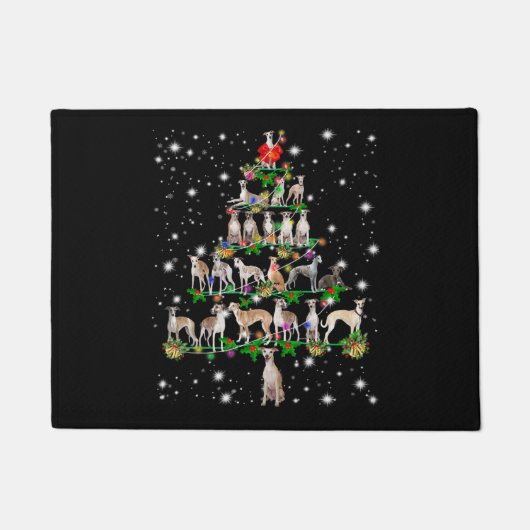 Funny Whippet kerstboomgeschenk Deurmat (Voorkant)