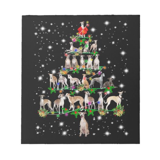 Funny Whippet kerstboomgeschenk Notitieblok (Voorkant)