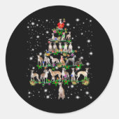 Funny Whippet kerstboomgeschenk Ronde Sticker (Voorkant)
