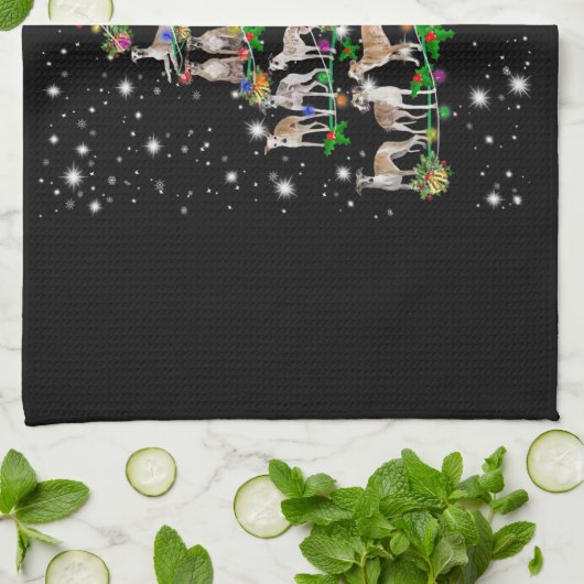 Funny Whippet kerstboomgeschenk Theedoek (Gevouwen)